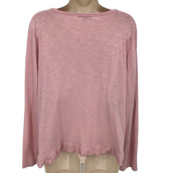 J Crew Womens Pink Ruffle Scoop Neck Long Sleeve Top Size L - Picture 4 of 8